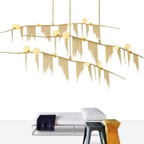 JUBILANT Aluminium Tassel G9 Led Pendant Chandelier Lustre Brush Gold Metal Led Ball Chandelier Lighting Lamp Lights For Villa