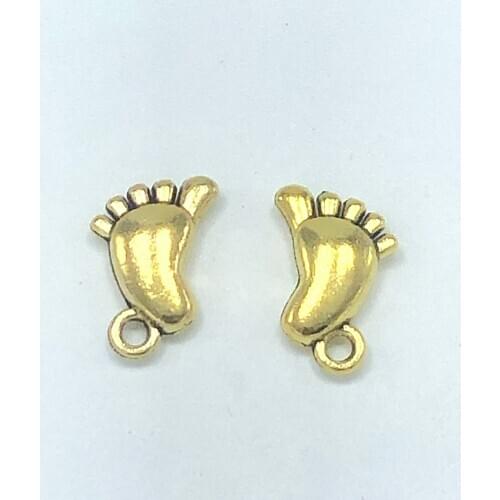 30pcs 10mm*15mm Fashionable lovely foot pendant gold and silver alloy charm footprint feet DIY handmade necklace girl