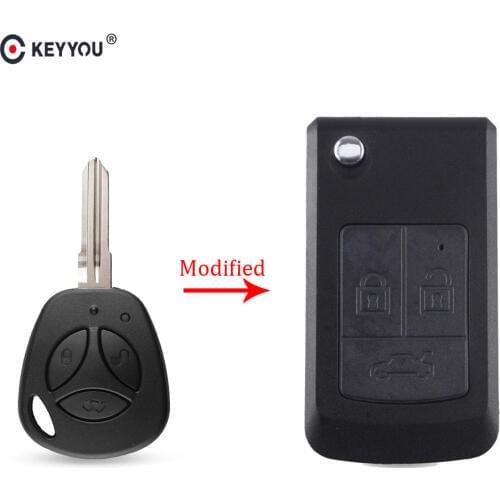 KEYYOU Modified Replacement Flip Key 3 Button Remote Car Key Case Shell for LADA Priora Niva Vaz Granta Samara 2108 XRay Sedan