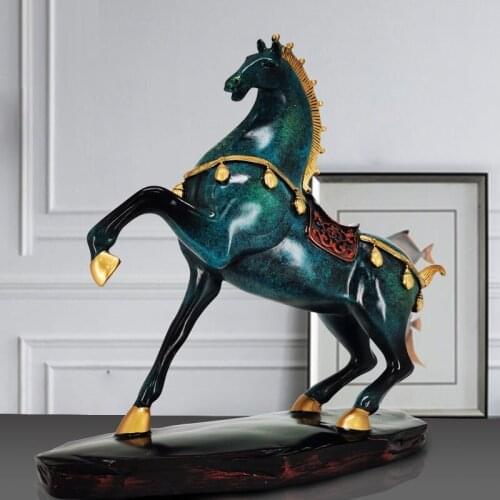 NORDIC STYLE CREATIVE LUCKY HORSE ART SCULPTURE RESIN CRAFTS WAR HORSE ANIMAL STATUE DECOR HOME LIVING ROOM DECORATION R4030