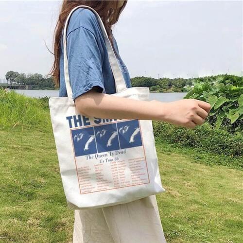 Summer Korean letter printing casual cartoon new fashion shoulder bag female college Harajuku canvas shoulder bags