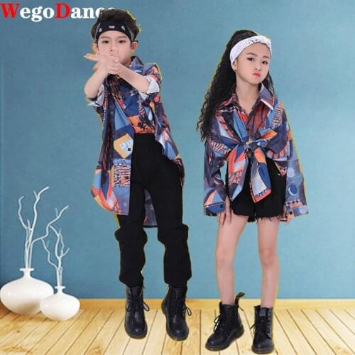 Fashion Children Street Dance Costumes Kids Jazz Hiphop Clothes Outfit Stage Performance Competition 100 - 170cm