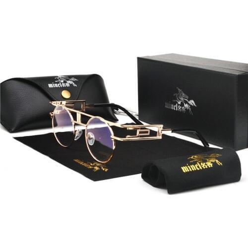 MINCL 2019 hot punk Sunglasses Men Metal Round Shades Male Clear Sun Glasses For Women Hip Hop Punk Sunglasses for women men NX