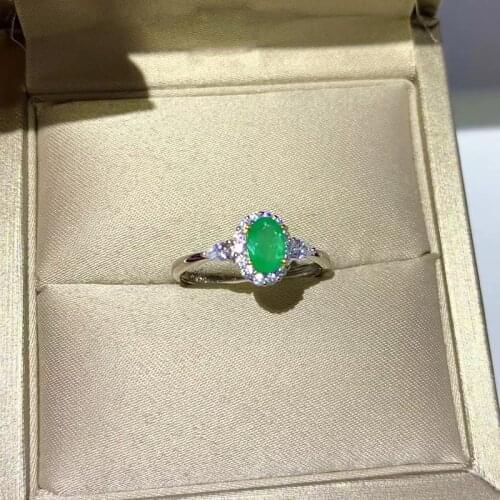 Natural Columbia Emerald Ring for Women Party Fine Jewelry S925 Silver Real Green Gemstones With Certificate May Birthstone JZ03
