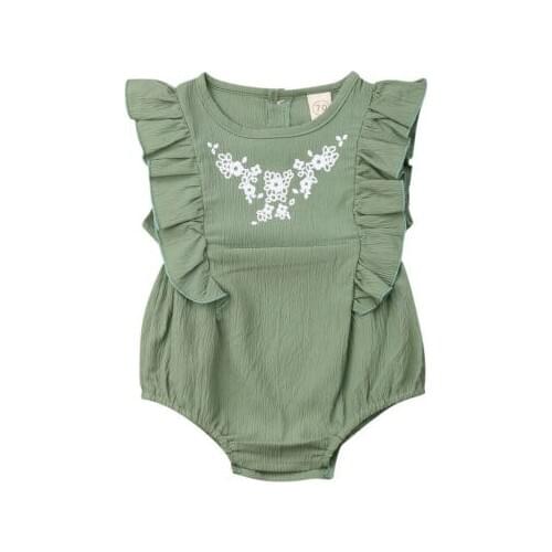 Newborn Toddler Baby Girl Ruffle Solid Romper Sunsuit Jumpsuit Outfits Baby Clothing