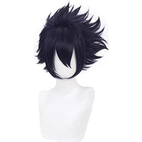 My Hero Academia Boku no Hiro Akademia Amajiki Tamaki Dark Blue Short Synthetic Hair Perucas Anime Cosplay Wig + Wig Cap
