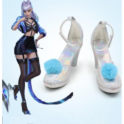KDA Evelynn Cosplay Wigs LOL KDA Cosplay Baddest Long Purple Wigs LOL League of Legends K/DA Evelynn Shoes custom made