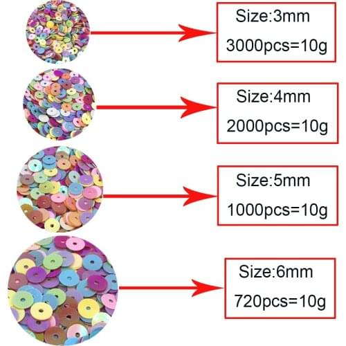 3mm 4mm 5mm 6mm Flat Round PVC Loose Sequins Paillette Sewing Craft for Wedding Decoration Garment Dress Shoe Caps DIY Accessory