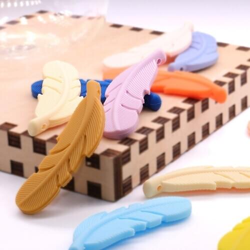 Feather Shape Teether Teething For Baby Chewable Chewing Toys For Jewelry Bracelet Necklace BPA Free Food Grade Silicone Beads