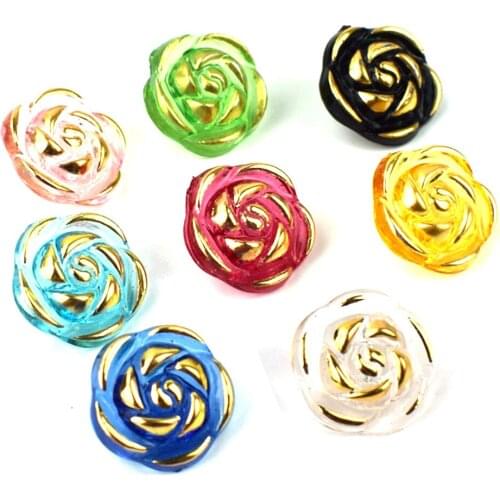 Transparent Rose Resin Buttons Sewing Tools Decorative Button Scrapbooking Garment DIY Apparel Accessories Rose Shirt Button
