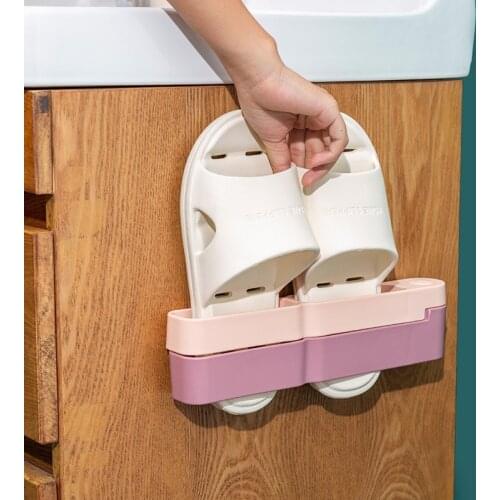 Bathroom Slipper Rack Bathroom Non-perforated Wall Hanging Foldable Storage Gods Simple Doorway Shelf Hanging Shoe Organizer
