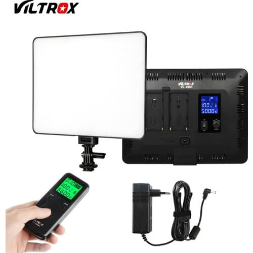 VILTROX VL-200 12.4'' Wireless Remote Photo Camera Video Studio LED Light Bi-Color Dimmable+DC Power Adapter for Canon Nikon