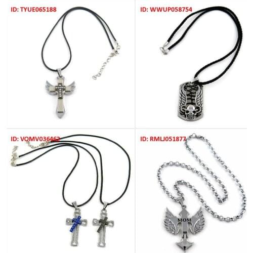 Fashion Jewelry Necklace Pendent Wing Cross Evil Skull Blue Black Pair Wings