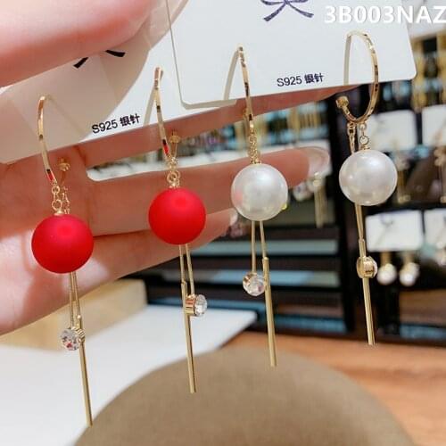 New Elegant Vintage Red Simulated-pearl Dangle Earrings For Women Heart Crystal Imitation Pearl Long Tassel Pendientes Gifts