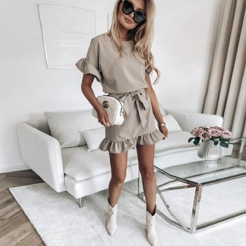Sexy Off Shoulder Solid Color Party Dress For Women 2021 Summer Short Sleeve Mini Dress Elegant Loose Halter Backless Lady Dress