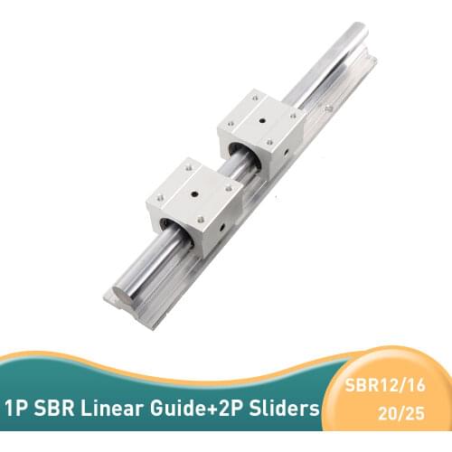 1pcs SBR12 16 20 25 linear rail length with 2pcs SBR12UU 500mm 600mm 700mm 800mm linear guide linear bearing cnc router parts