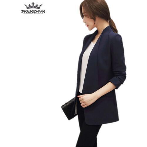 2019 Spring Women Suits Jacket Outwear Casual Long sleeve Jackets Blazers Medium Long blazers and suit jackets TNLNZHYN A140