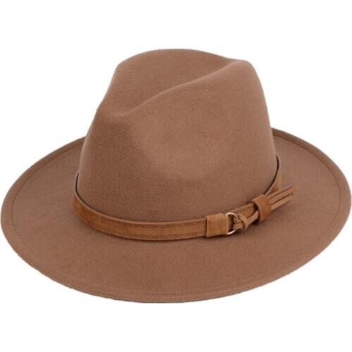 2020 Women Fedoras Female Jazz Winter Wool Vintage Hats Belt Buckle Elegant Ladies New Fashion Solid Caps