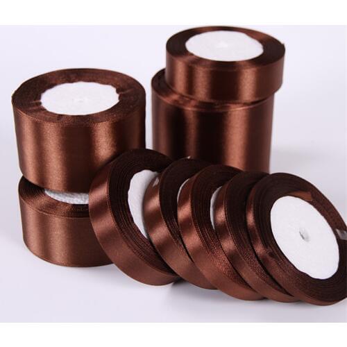 25Yards/Roll Brown Satin Silk Grosgrain Ribbons DIY Artificial Roses Crafts Supplies Sewing Accessories Scrapbooking Ribbon