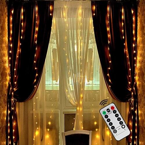 3M LED Curtain Lamp Warm White Multi String Lights Remote Control Fairy Garland On Window Bedroom Christmas Decorations For Home