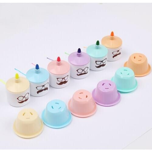 6Pcs Creative Cartoon Mini Cute Hat Shape Highlighter Hand Account Drawing Pen Marcador Child Gift Office&School Supplies