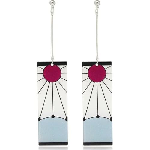 Anime Acrylic Drop Earrings Demon Slayer Kimetsu No Yaiba Earings for Women Men Cosplay Costume Accessories Jewelry Gifts