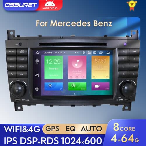Android 10 Car Radio Stereo 2 Din Dvd Multimedia Auto GPS Navigation for Mercedes Benz C-Class W203 2004-2007 CLC W203 2008-2010