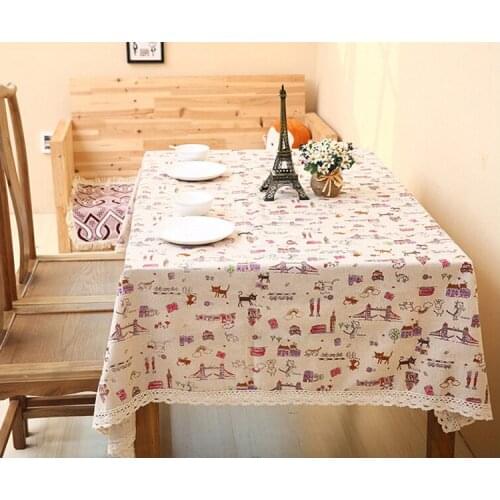 Free Shipping,Linen Table Cloth Cat Print Tablecloth Table Cover Bohemian Style Free Shipping Southeast Asia Nepal style