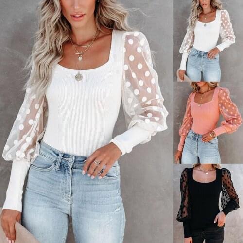 Блузки в горошек Cooeverly China At AliExpress