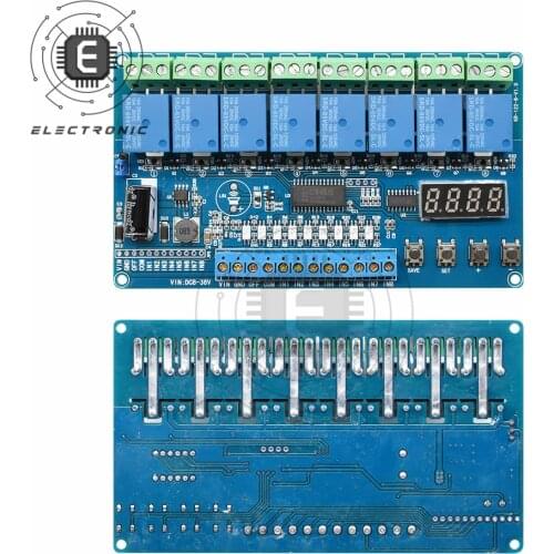 DC 8-36V 8-channel Multi-function Relay Module With Optical Couple Red Display High And Low Level Pulse Trigger
