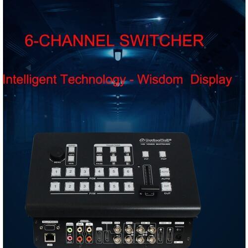 DeviceWell 7106 HD Video Switcher HDS7106 for Video Special Effects Switching 6-CH Supports 4-CH Broadcast SDI 2-CH HDMI