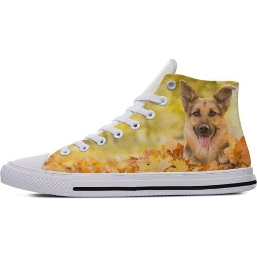 German shepherd Animal Pets dog Cut kawaii Lightweight High Top Canvas Shoes Men Women Casual Breathable Sneakers
