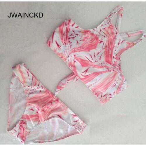 JWAINCKD 2018 Sexy Style High Neck Bikini Swimwear Women Swimsuit Brazilian Bikini Set Print Halter Top Beach wear Bathing Suits