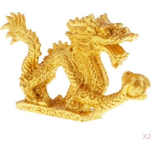 2pcs Chinese Feng Shui Dragon Statue Sculpture Attract Wealth & Good Luck #1