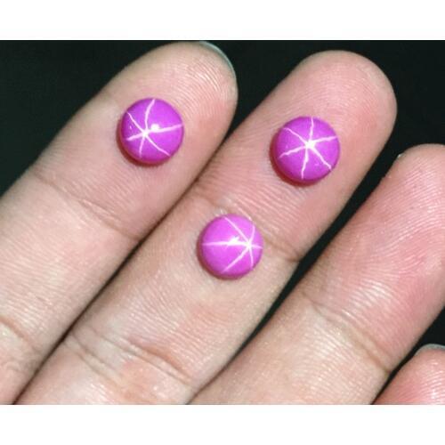 Star Ruby Round Cabochon Smooth Polished Surface Round Rose Red Star Ruby Cabochon Flat Back Multiple Sizes to Choose C15M