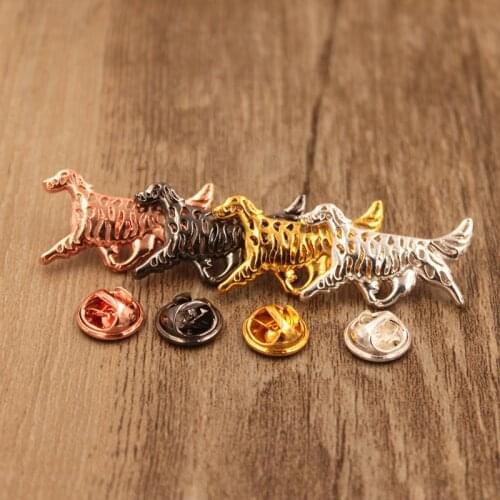 Mdogm English Setter Dog Animal Brooches And Pins Suit Cute Funny Small Father Collar Badges Gift For Male Men B162
