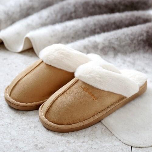Men Winter Slippers Home Cotton Shoes Plush Warm Slippers Unisex Indoor Shoes Slip On Flats Winter Fur Slippers Comfortable Shoe