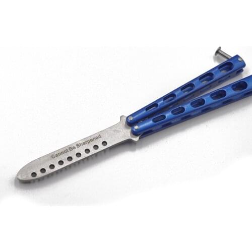Butterfly Knife butterfly trainer balisong butterfly knife training tool folding knife not sharp fade blue color
