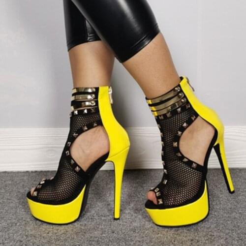 SHOFOO shoes,Beautiful fashionable ladys sandals, mesh,about 14.5cm high-heeled sandals, womens sandals. SIZE:34-45