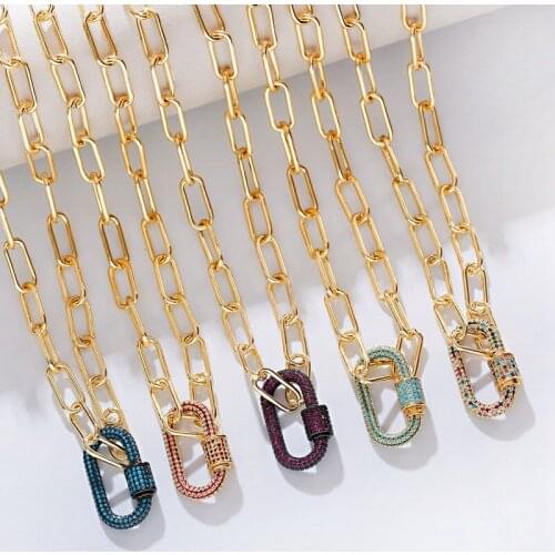 Classic Luxury Oval Zircon Choker Necklace Pendant Women Statement Gold Color Chain Necklace Steampunk Men