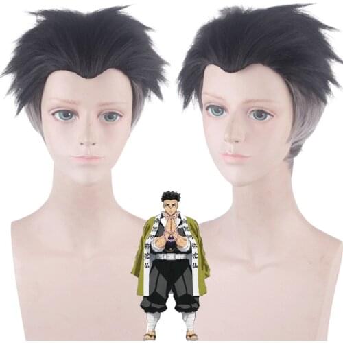 Demon Slayer Kimetsu no Yaiba Gyoumei Himejima Kyoumei Short Wig Cosplay Costume Heat Resistant Synthetic Hair Men Wigs