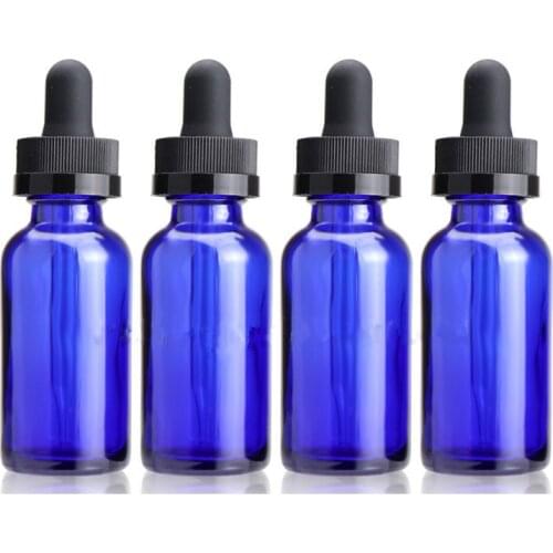 2oz 60ml Empty Cobalt Blue Eye Dropper Glass Bottle Vial Nasal Oil E Liquid Refillable Package With Black LId