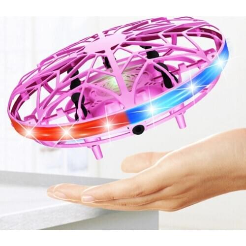 Colorful Four-Axis UFO Drone Smart Mini Anti-fall Aircraft Induction Hand Control Flying Toy Kids Gift