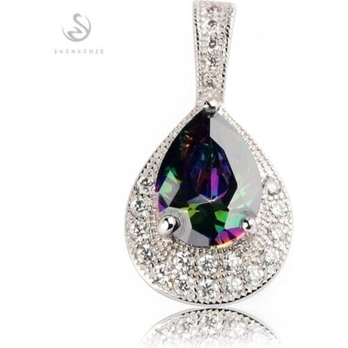 SHUNXUNZE best sell christmas gifts Wedding pendants for women Jewelry dropshipping Rainbow Cubic Zirconia Rhodium Plated R3185