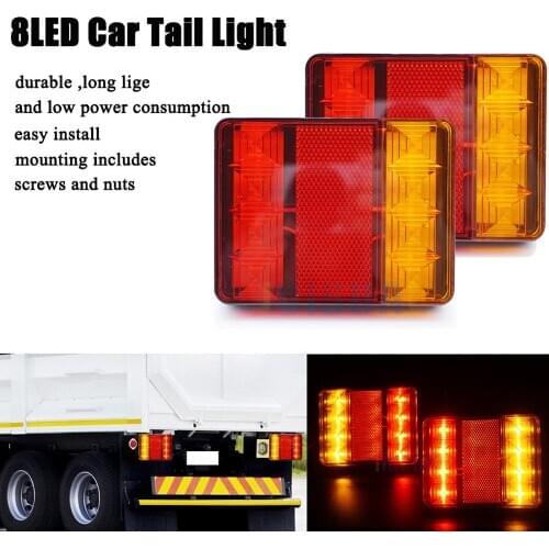 12V 8LED Truck Tail Lights Waterproof Brake Stop Light Turn Signal Light Revese Lamp for Trailer Campers Ute Caravan Vans Buses