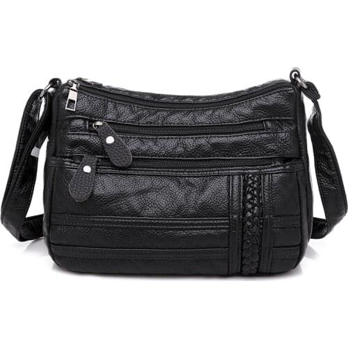 Ladies Multi-pocket Messenger Bag High Quality Soft PU Leather Shoulder Bags Casual Crossbody Bags for Women Bolsa Feminina