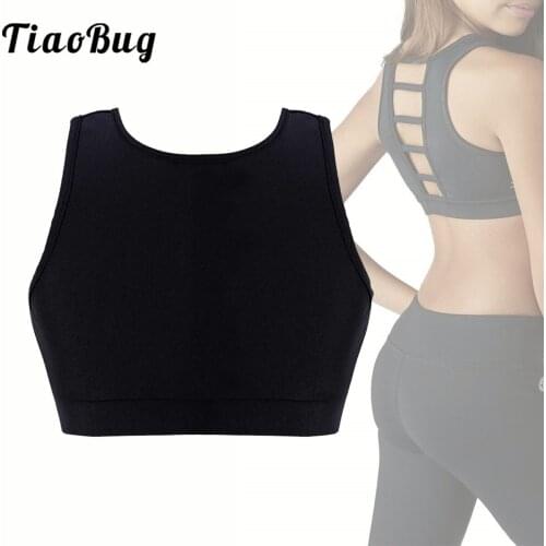 Kids Girls Sleeveless Crop Top Sports Gymnastics Ballet Tops Stage Performance Practice Dance Costume