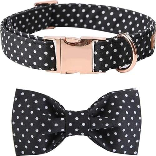 Unique Style Paws Dog Collar and Cat Collar Handmade Detachable Bowtie Adjustable Dog Collar