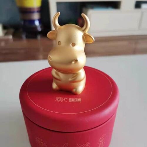 A+ 2021 High grade business present mascot 24k gold gilding copper carving Good luck wealth Bull decorative art statue