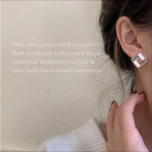 Fashion Jewelry 2021 Trend Unusual Stainless Stud Hoop Earrings For Women Aesthetic Piercing Korean Vintage Geometry White Big